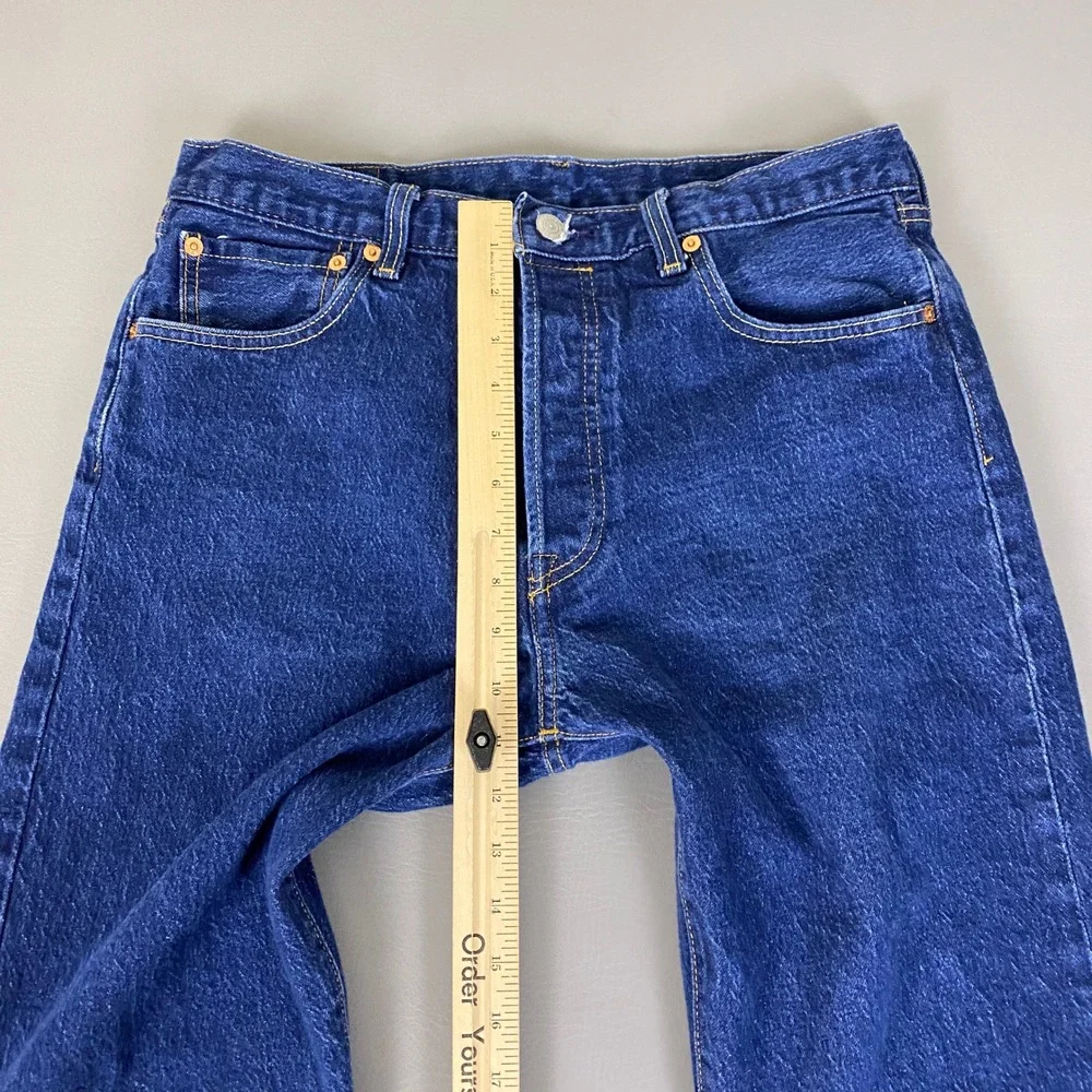 Levis Premium 501 93 Straight Jeans Men's 34x32 -Fit 34x30 Dark Blue Button Fly